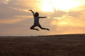 woman jumping outdoors